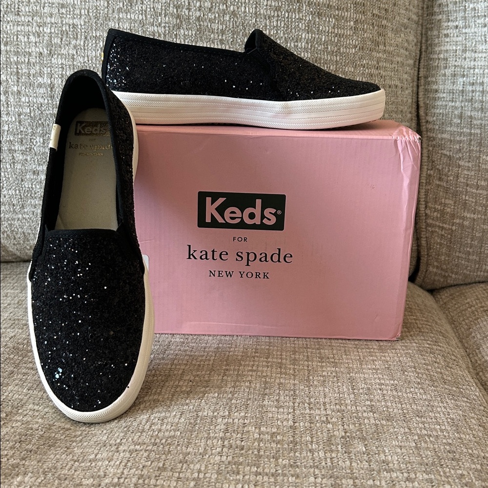 Keds for Kate Spade - Double Decker Black Glitter Slip-On-Women’s 5 (kids 3)
